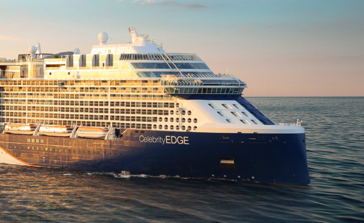 Cruise ship, Celebrity Edge, navigating the sea