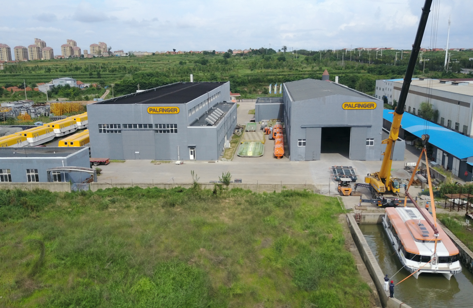 Wide perspective of PALFINGER MARINE production site in Qingdao, China