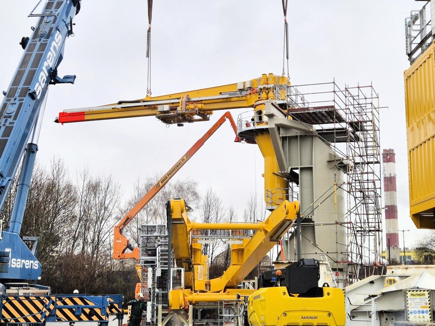 crane assembly at the production site